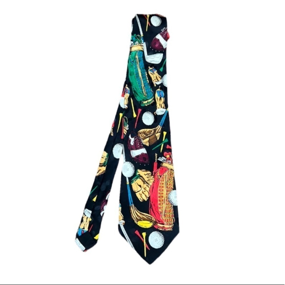 NWT Addiction Golf Tie NWT NOS Vintage 100% Silk